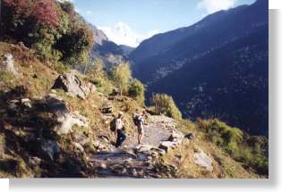 Droga z Ulleri do Ghorapani. W oddali masyw Annapurny Po?udniowej