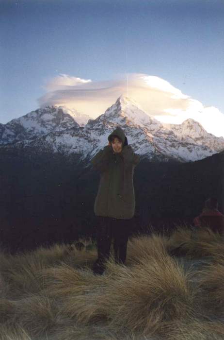 Na szczycie Poon Hill (3200 m). W oddali widok na Annapurn?