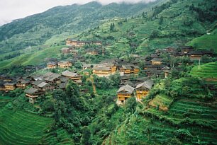 Tarasy ry?owe i wioska Pingan nieopodal Longsheng - prowincja Guangxi
